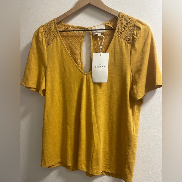 NWT Sezane Elvire T-Shirt in Safran / Saffron Yellow - Picture 5 of 10